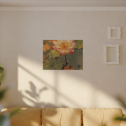 Autumn Lotus Flower Herbarium Canvas Art | Rustic Decor