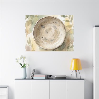 Ceramic Bowl Watercolor Canvas Art | Warm Japandi Art