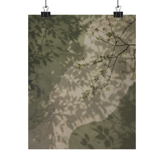 Spring Shadow Play Japanese Pattern Wall Art Print | Neutral Decor