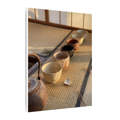 Kintsugi Tea Ceremony in Golden Hour | Gold Repair Canvas Art