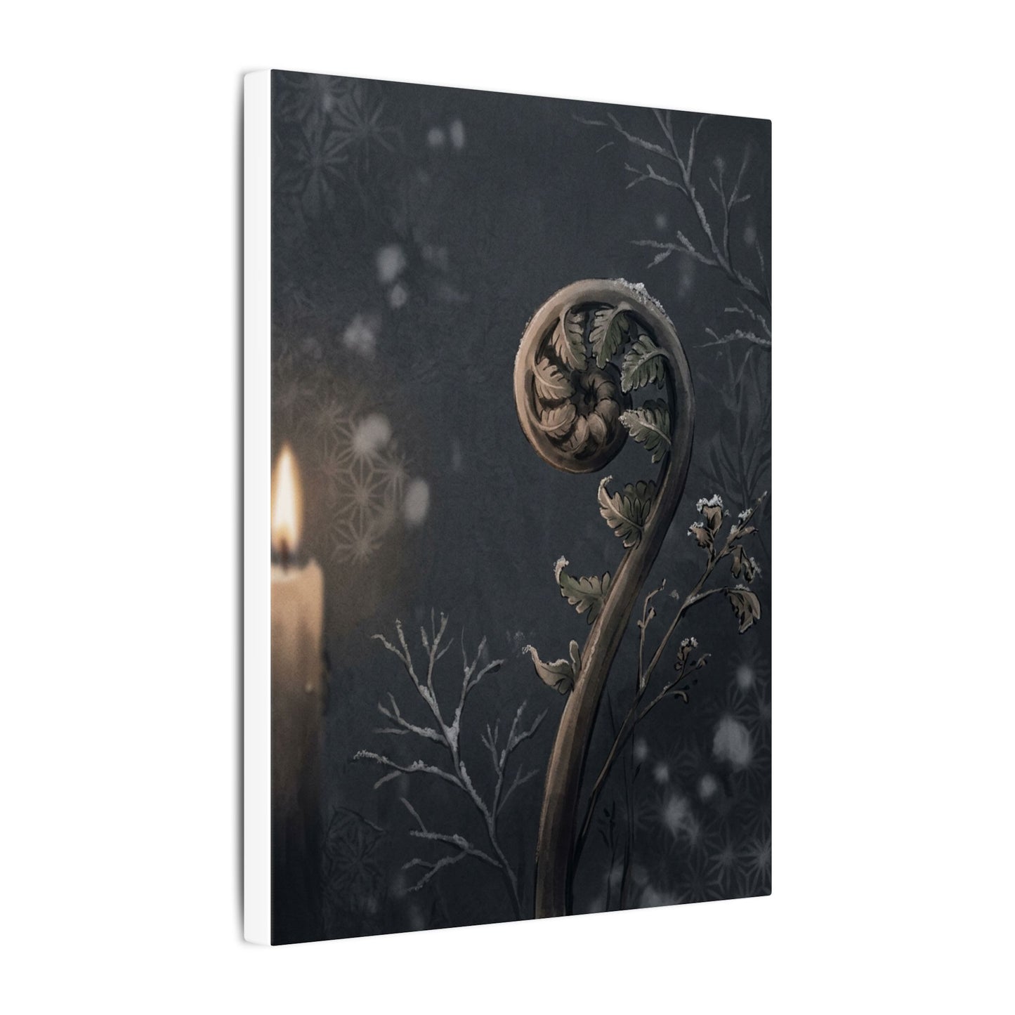 Candlelight Fern Unfurling Canvas Art - Japandi Ma