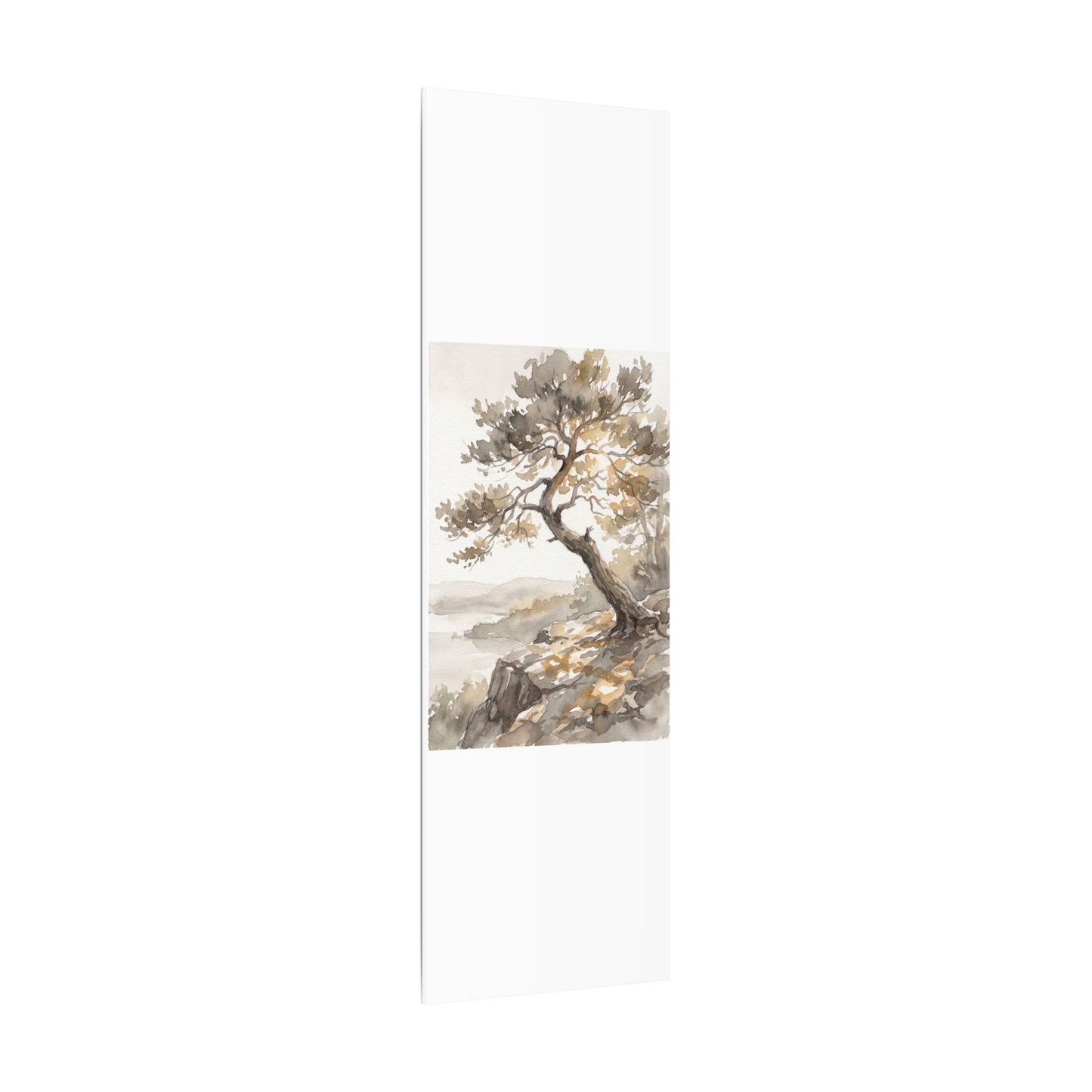 Pine Tree Watercolor Canvas Art | Elegant Japandi Art