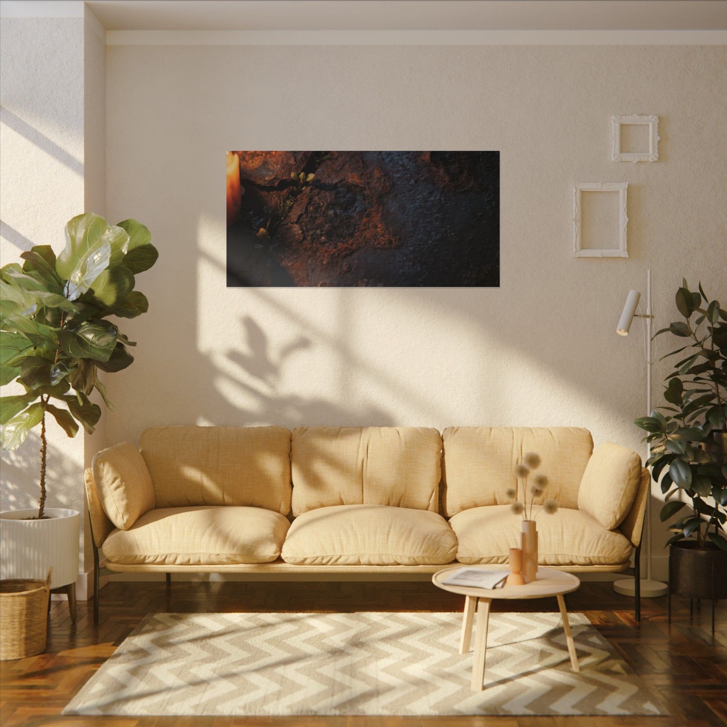 Candlelight Rust Patina Canvas Art - Dark Japandi Ma