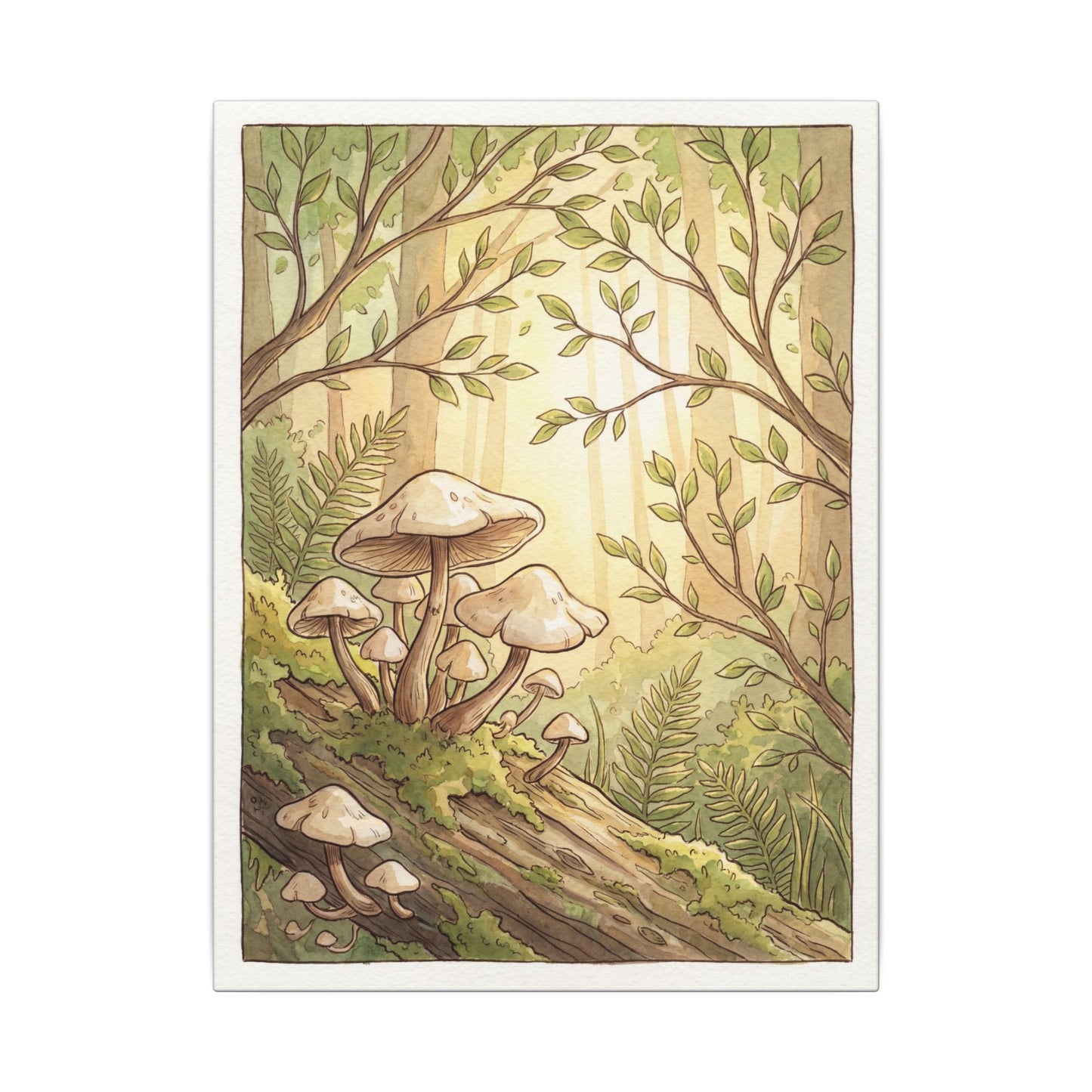 Spring Wild Mushrooms Mushroom Illustration Canvas Art | Cozy Decor