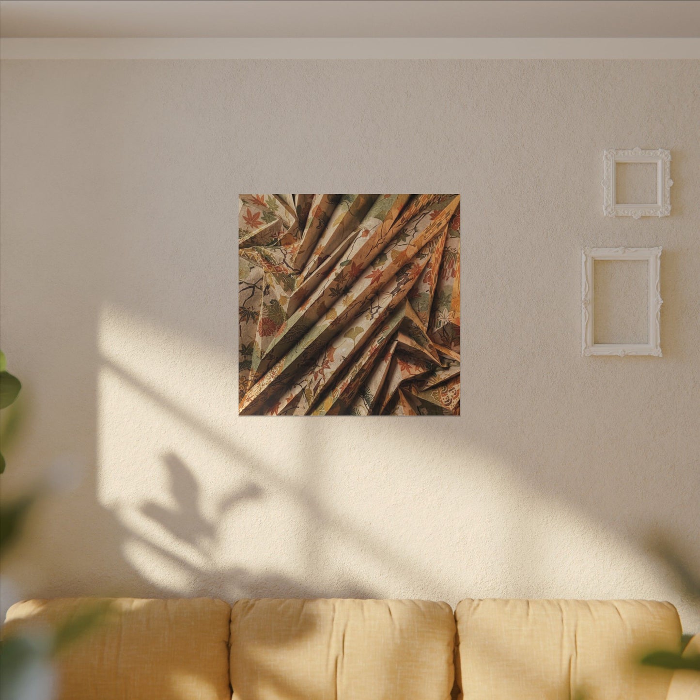 Paper Fold Autumn Canvas Art | Japandi Earthy Design