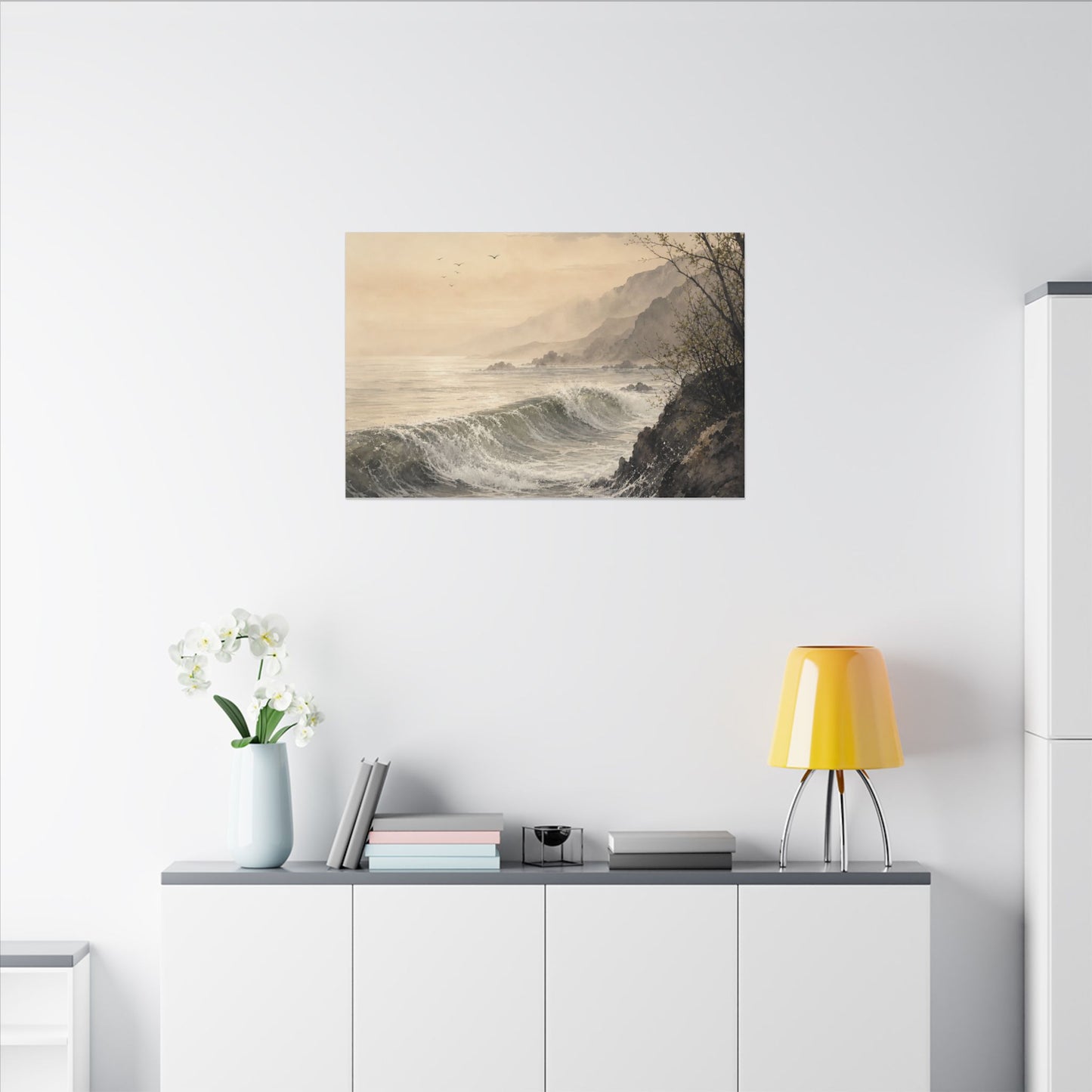 Ocean Wave Spring Canvas Art | Japandi Elegant Design