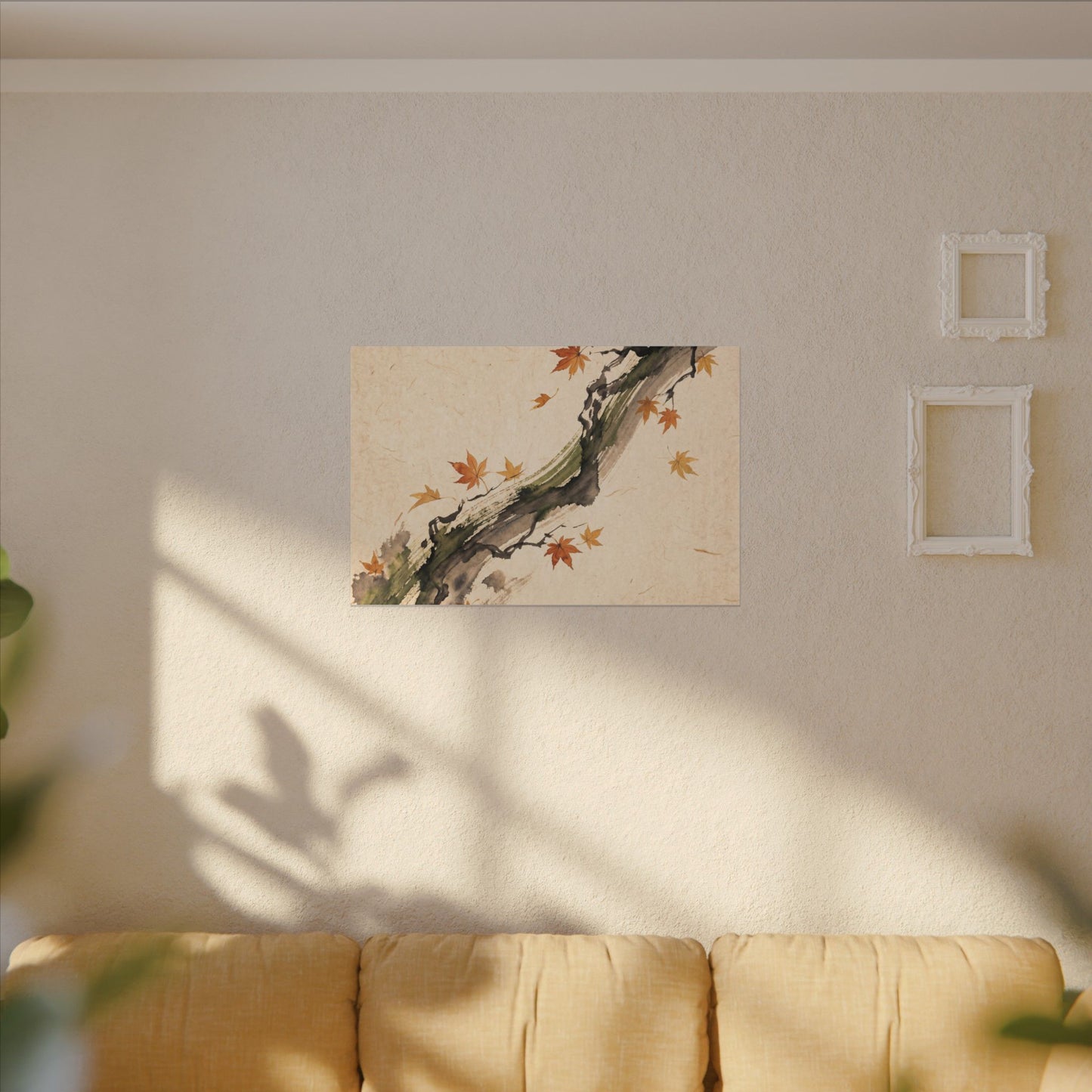 Ink Brushstroke Autumn Canvas Art | Zen Calm Design