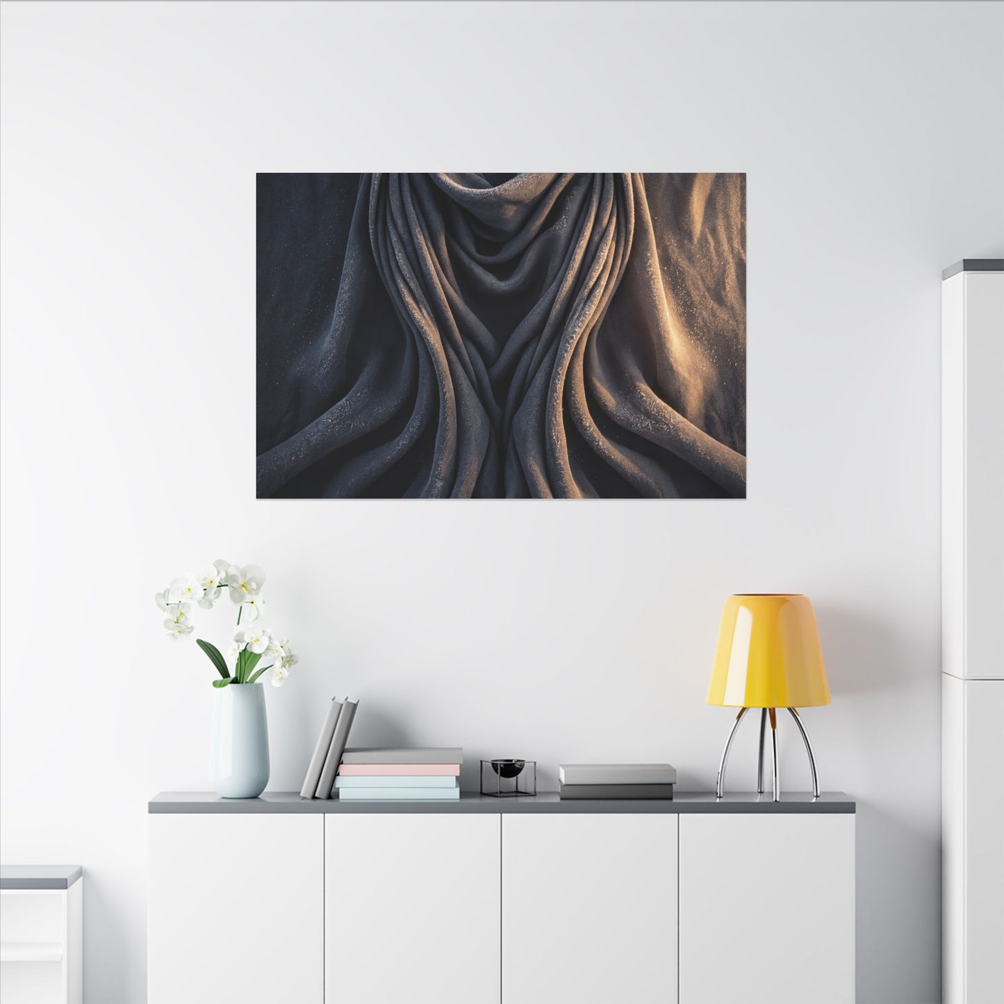 Moody Silk Drape Canvas Art - Shadow Zen Dark Japandi