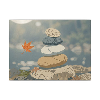 Warm River Stones Canvas Art - Japanese Pattern Japandi