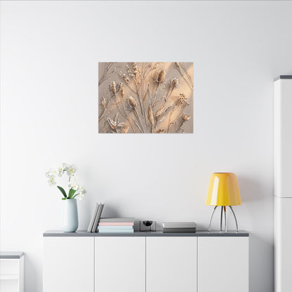 Japandi Dried Flowers in Golden Hour | Watercolor Canvas Art