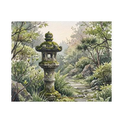 Neutral Stone Lantern Canvas Art - Watercolor Japandi