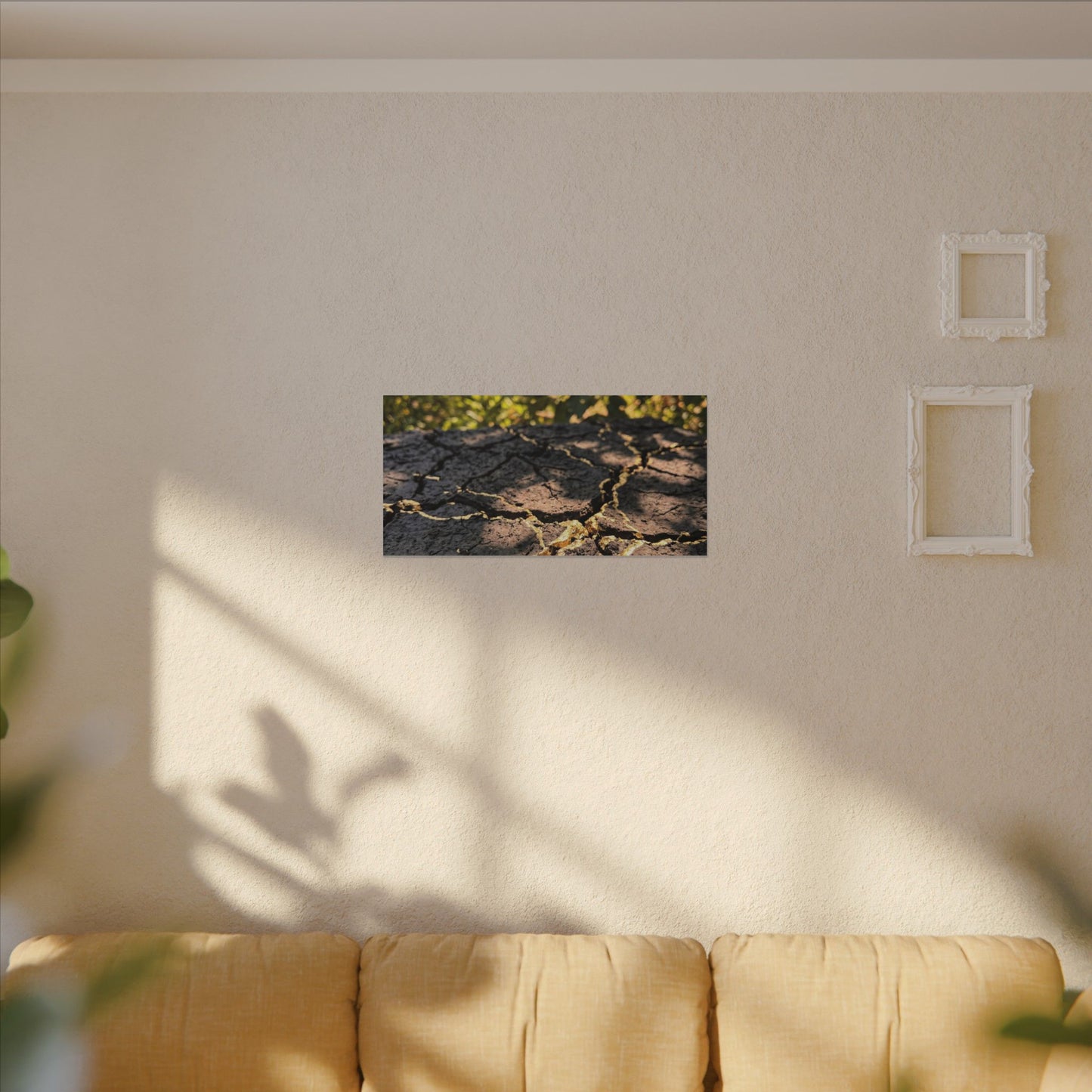 Shibui Cracked Earth Canvas Art - Kintsugi Gold Repair
