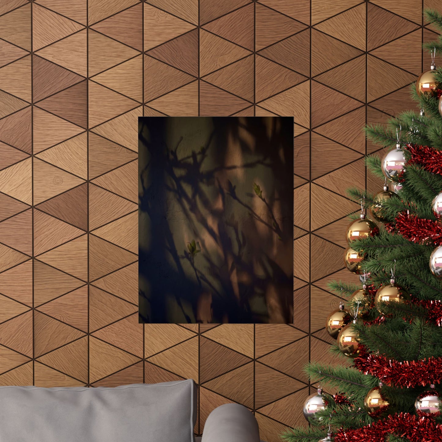Shadow Play Spring Wall Art Print | Dark Japandi Sophisticated Design