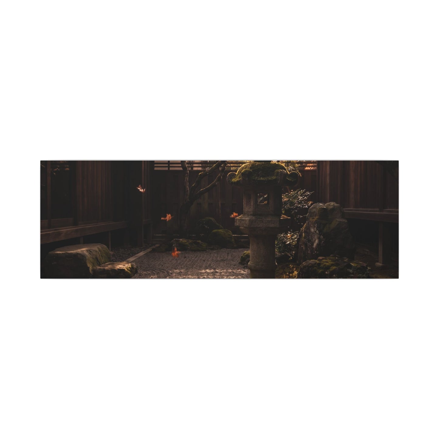 Seijaku Stone Lantern Canvas Art - Dark Japandi Shadow Zen