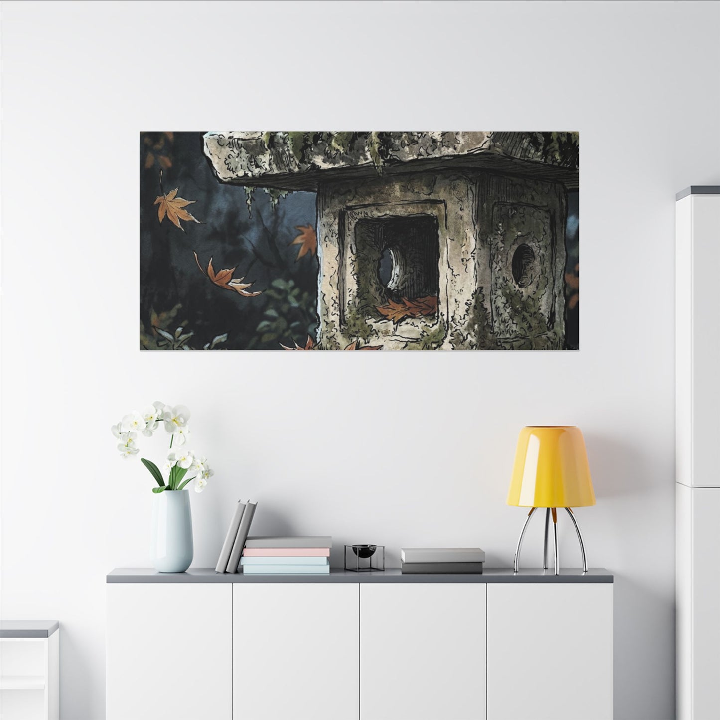 Shibui Stone Lantern Canvas Art - Japandi Minimal Line