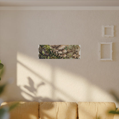 Wild Mushrooms Canvas Art | Spring Japandi Watercolor Art