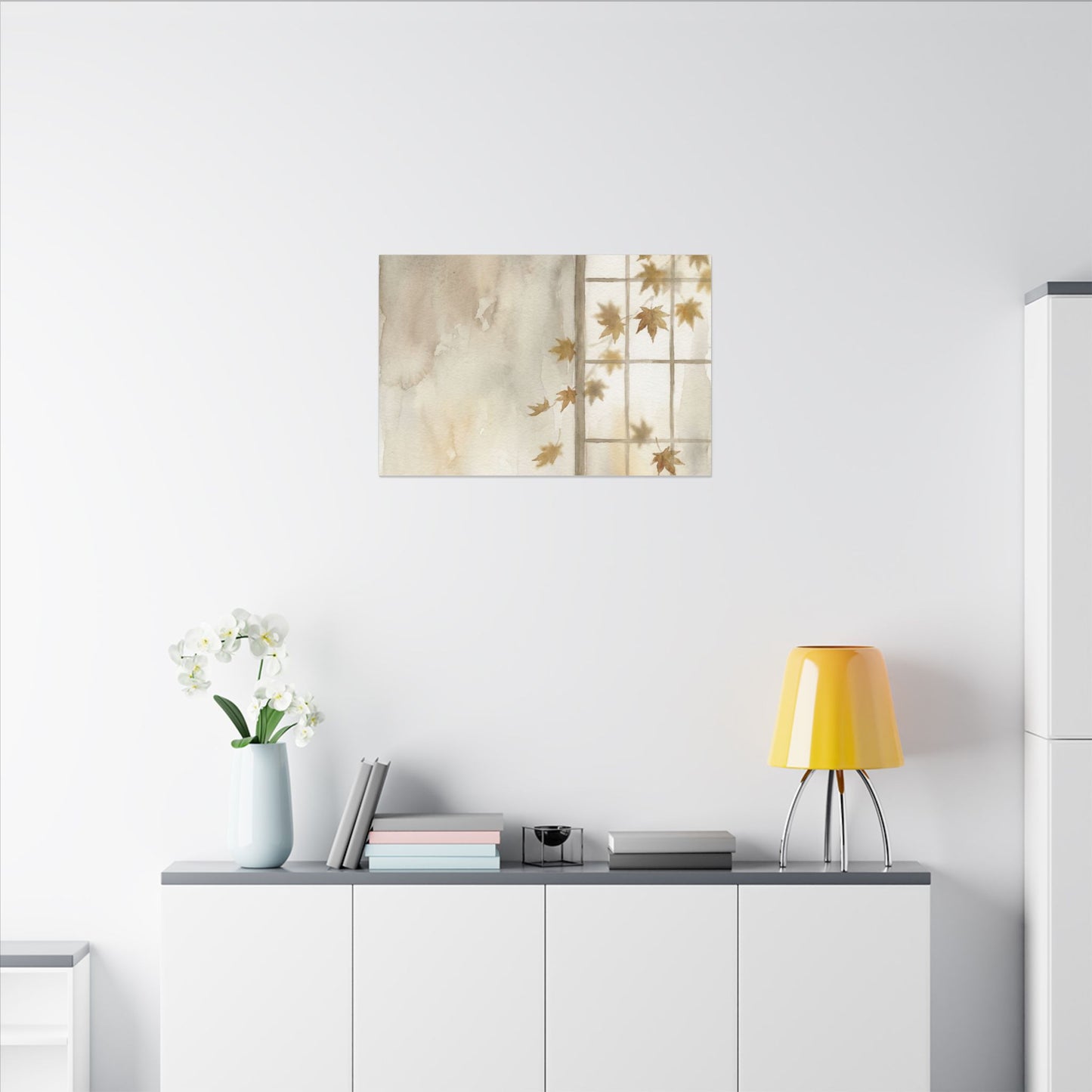 Warm Shoji Screen Canvas Art - Watercolor Japandi