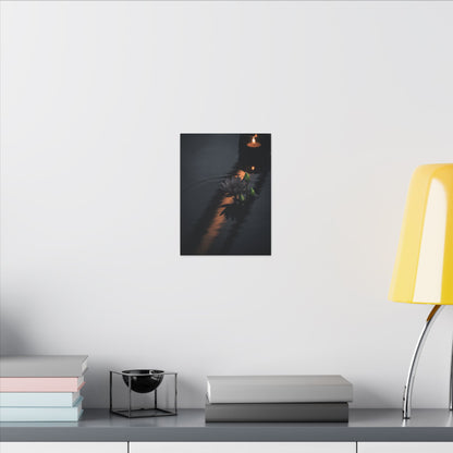 Seijaku Lotus Flower Canvas Art - Dark Japandi Shadow Zen