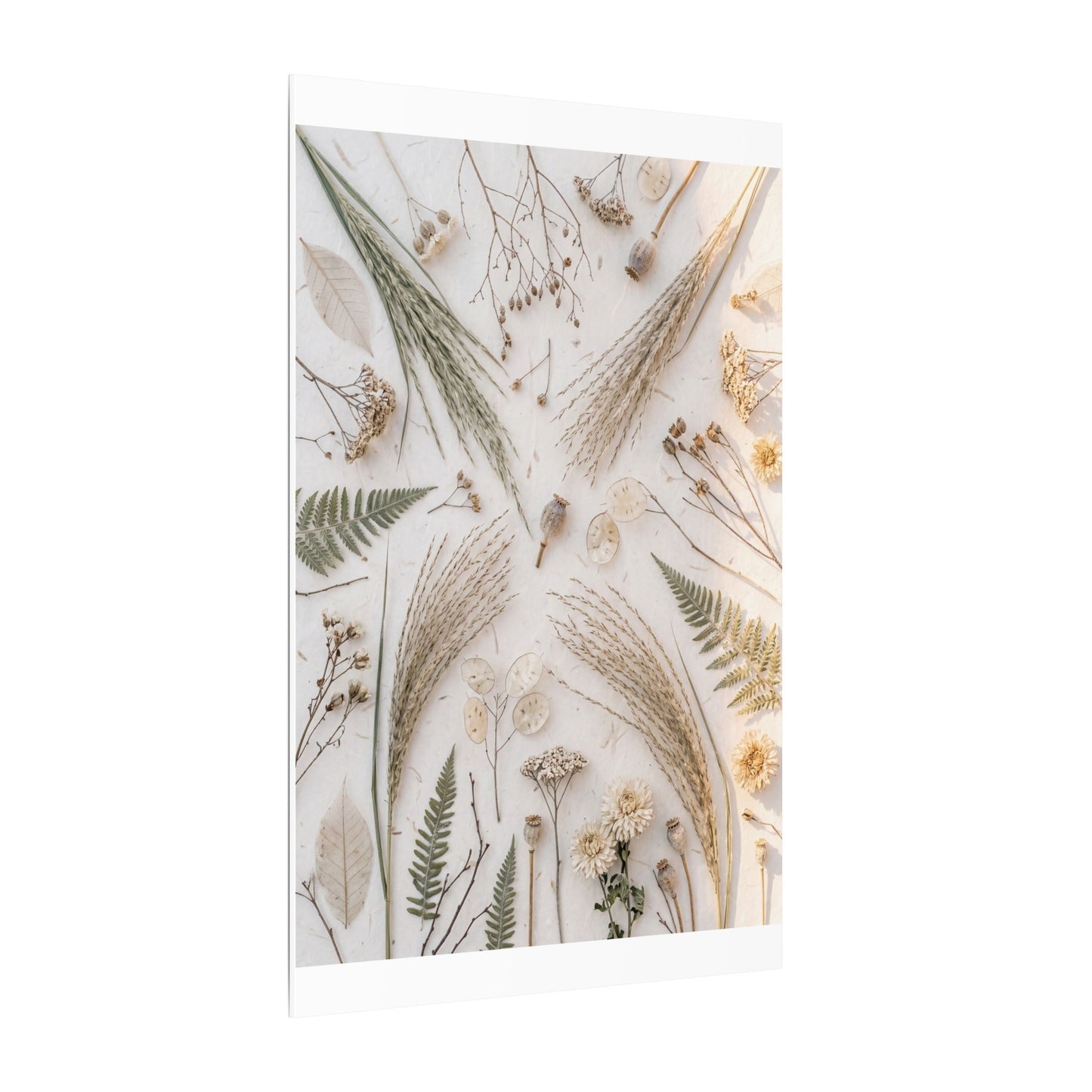Elegant Dried Flowers Canvas Art - Japanese Pattern Japandi