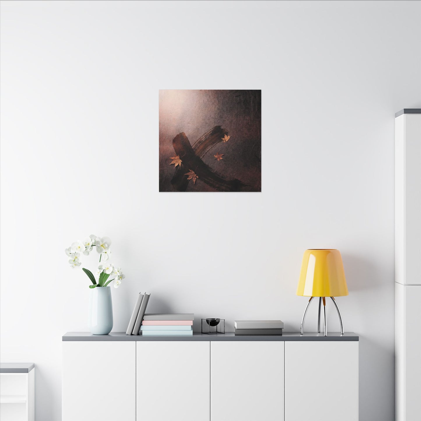 Moody Ink Brushstroke Canvas Art - Moody Minimal Dark Japandi