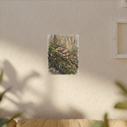 Wild Mushrooms Canvas Art | Spring Japandi Watercolor Art