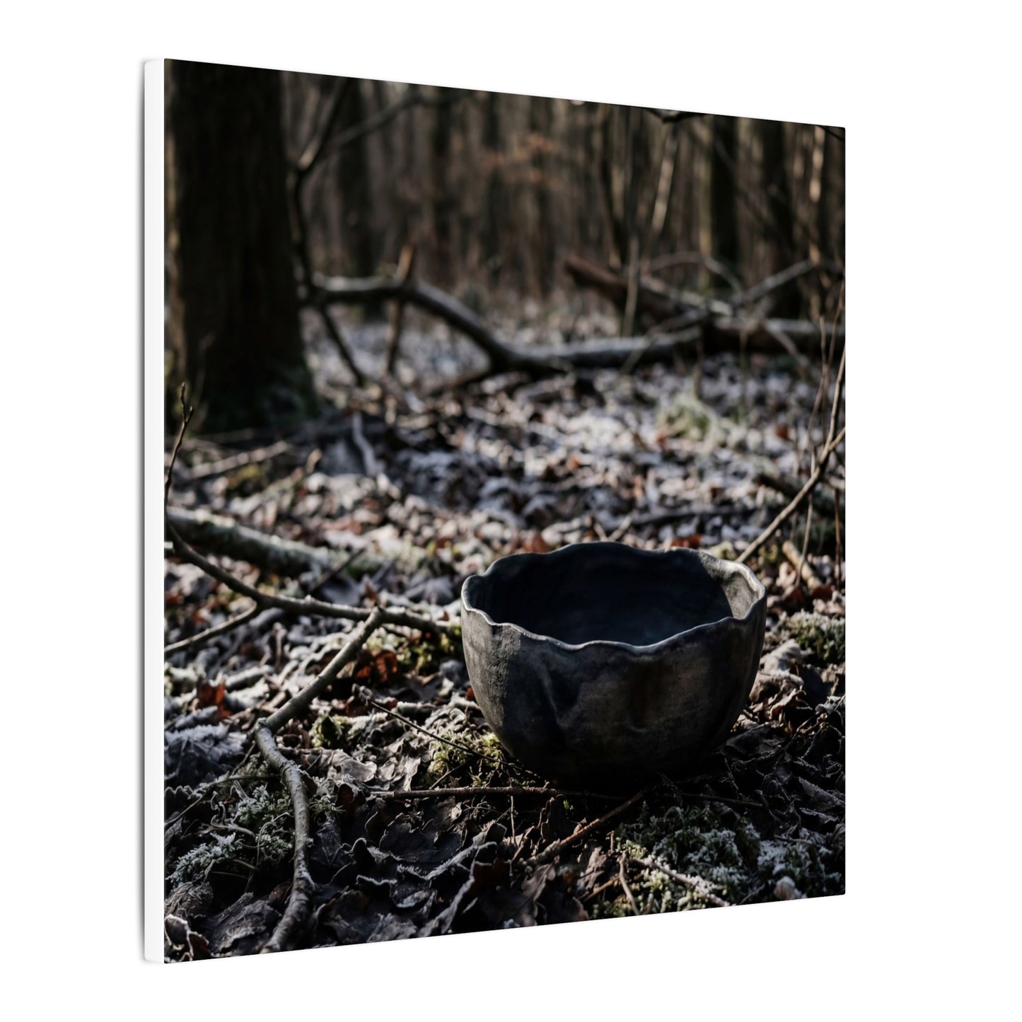 Dappled Ceramic Bowl Canvas Art - Dark Japandi Kanso