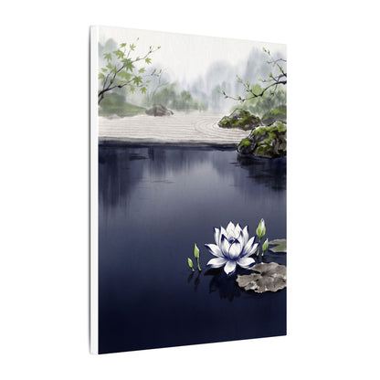 Lotus Flower Karesansui Canvas Art | Tranquil Zen Art
