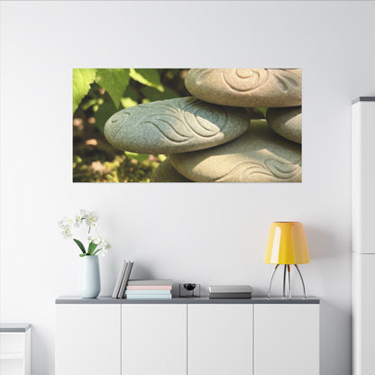 River Stones Summer Canvas Art | Japandi Earthy Design