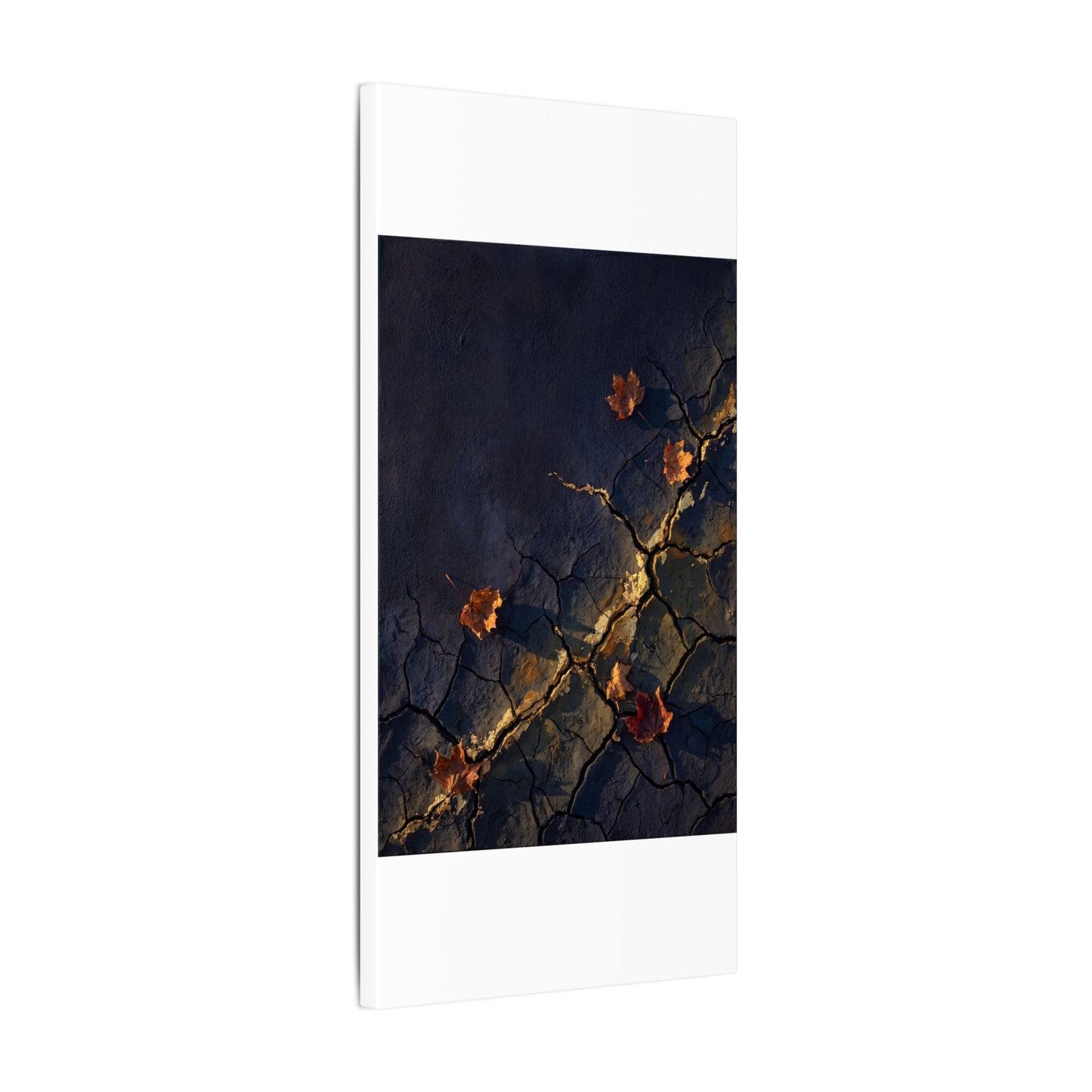 Cracked Earth Canvas Art | Autumn Dark Japandi Dark Texture Art