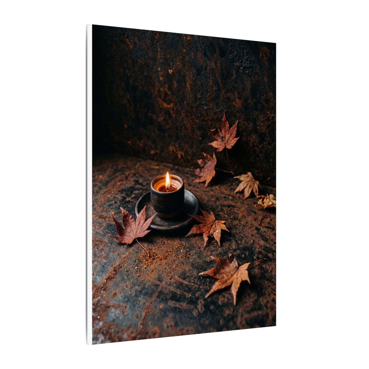 Dark Japandi Rust Patina in Candlelight | Shadow Zen Canvas Art