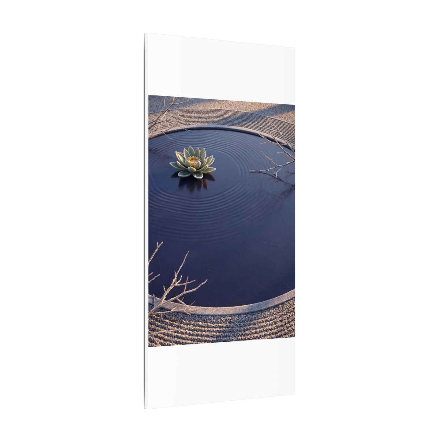 Lotus Flower Canvas Art | Winter Zen Karesansui Art