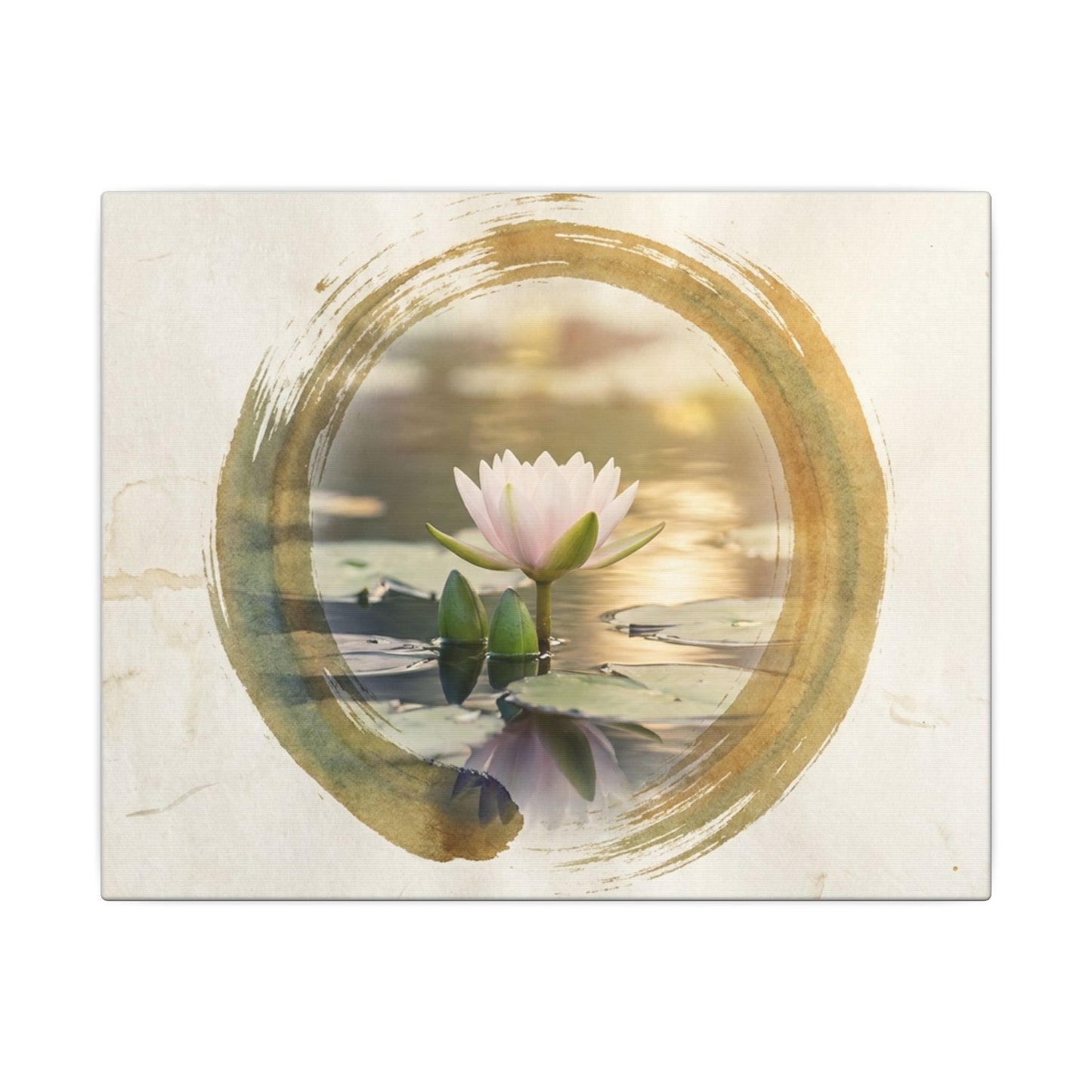 Peaceful Lotus Flower Canvas Art - Enso Zen