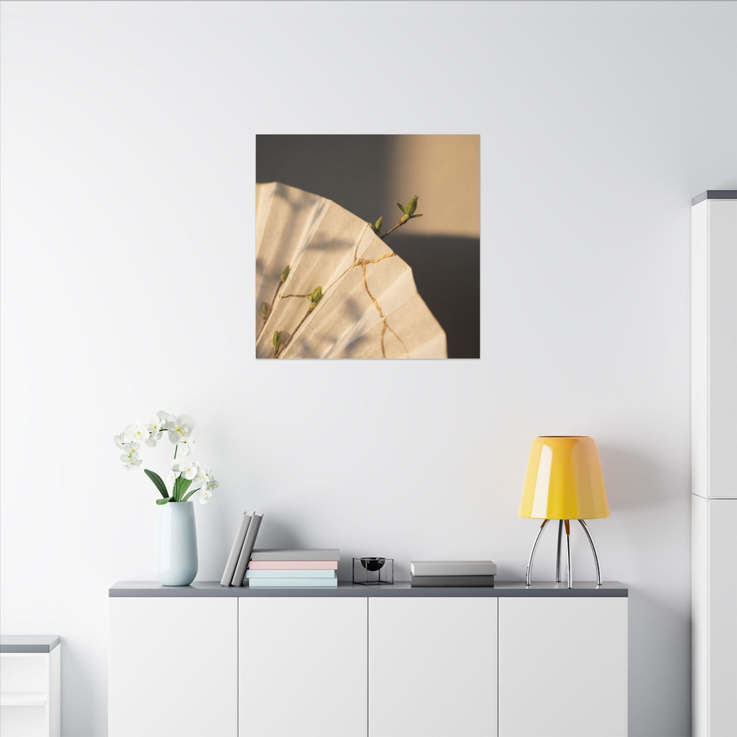 Paper Fold Gold Vein Canvas Art | Healing Kintsugi Art