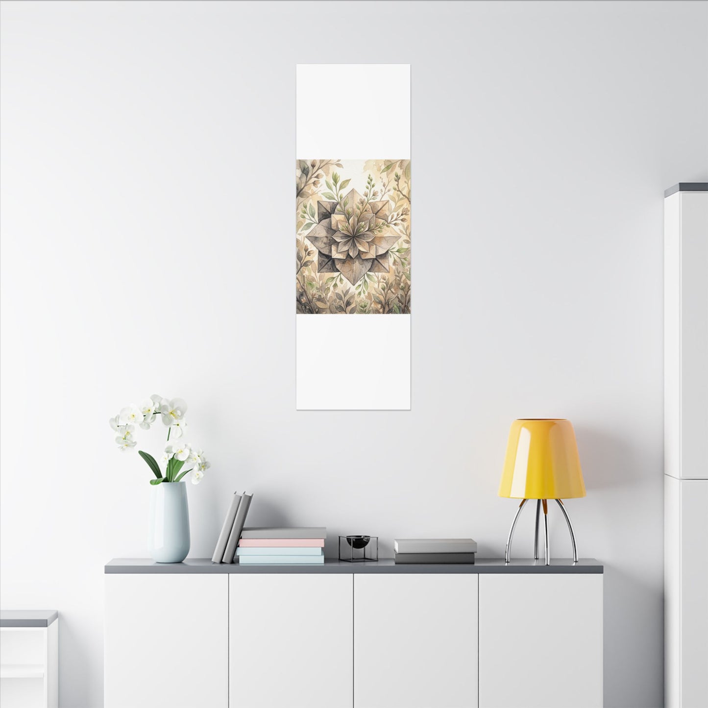 Warm Paper Fold Canvas Art - Watercolor Japandi