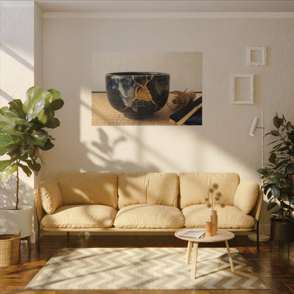 Kanso Tea Ceremony Canvas Art - Kintsugi Gold Vein