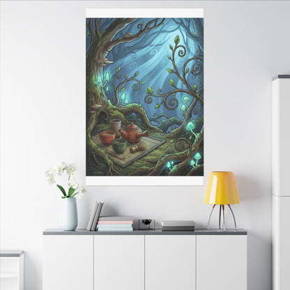 Spring Tea Ceremony Forest Whimsy Canvas Art | Cozy Decor