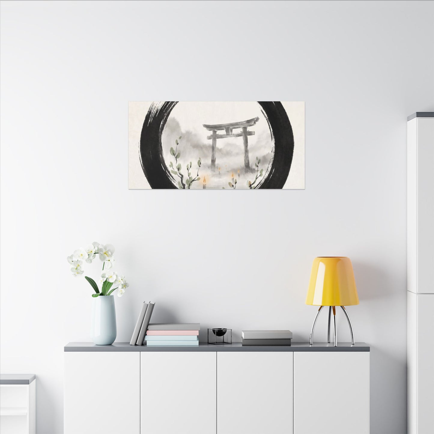 Spring Torii Gate Enso Canvas Art | Tranquil Decor