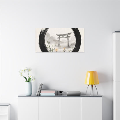 Spring Torii Gate Enso Canvas Art | Tranquil Decor