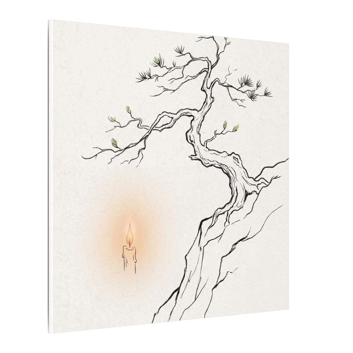 Candlelight Pine Tree Canvas Art - Japandi Shibui