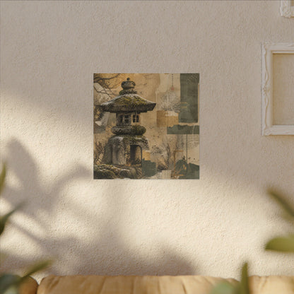 Elegant Stone Lantern Canvas Art - Texture Japandi