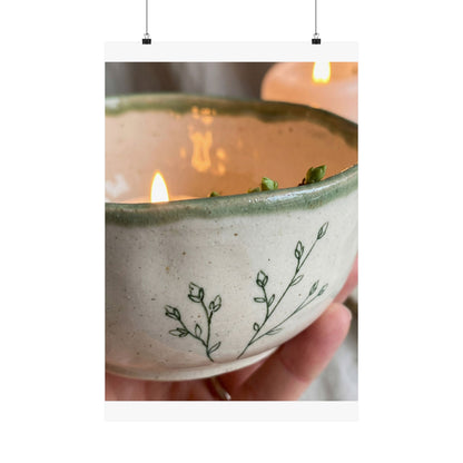 Candlelight Ceramic Bowl Wall Art Print - Japandi Seijaku Art Print