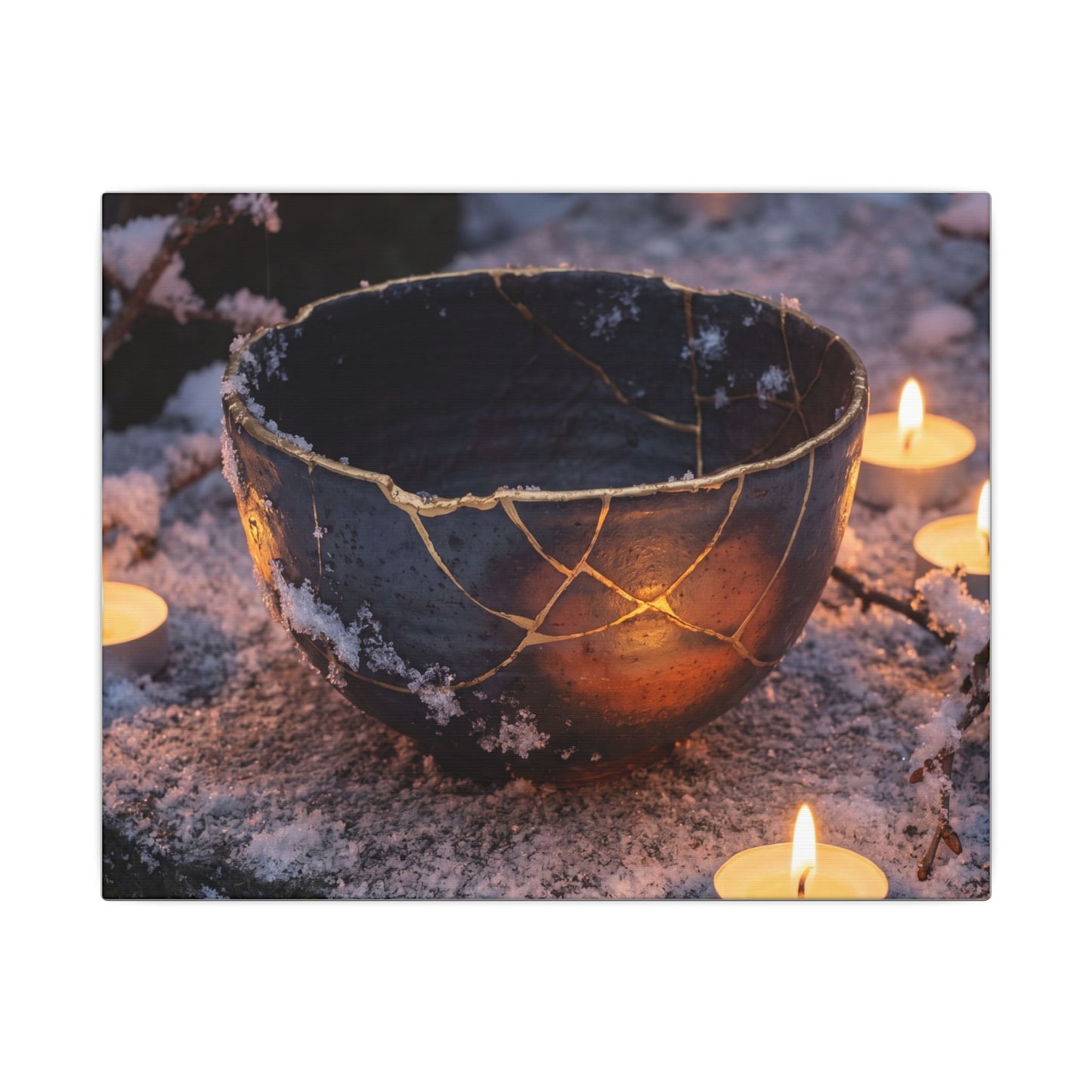 Ceramic Bowl Gold Repair Canvas Art | Beautiful Kintsugi Art