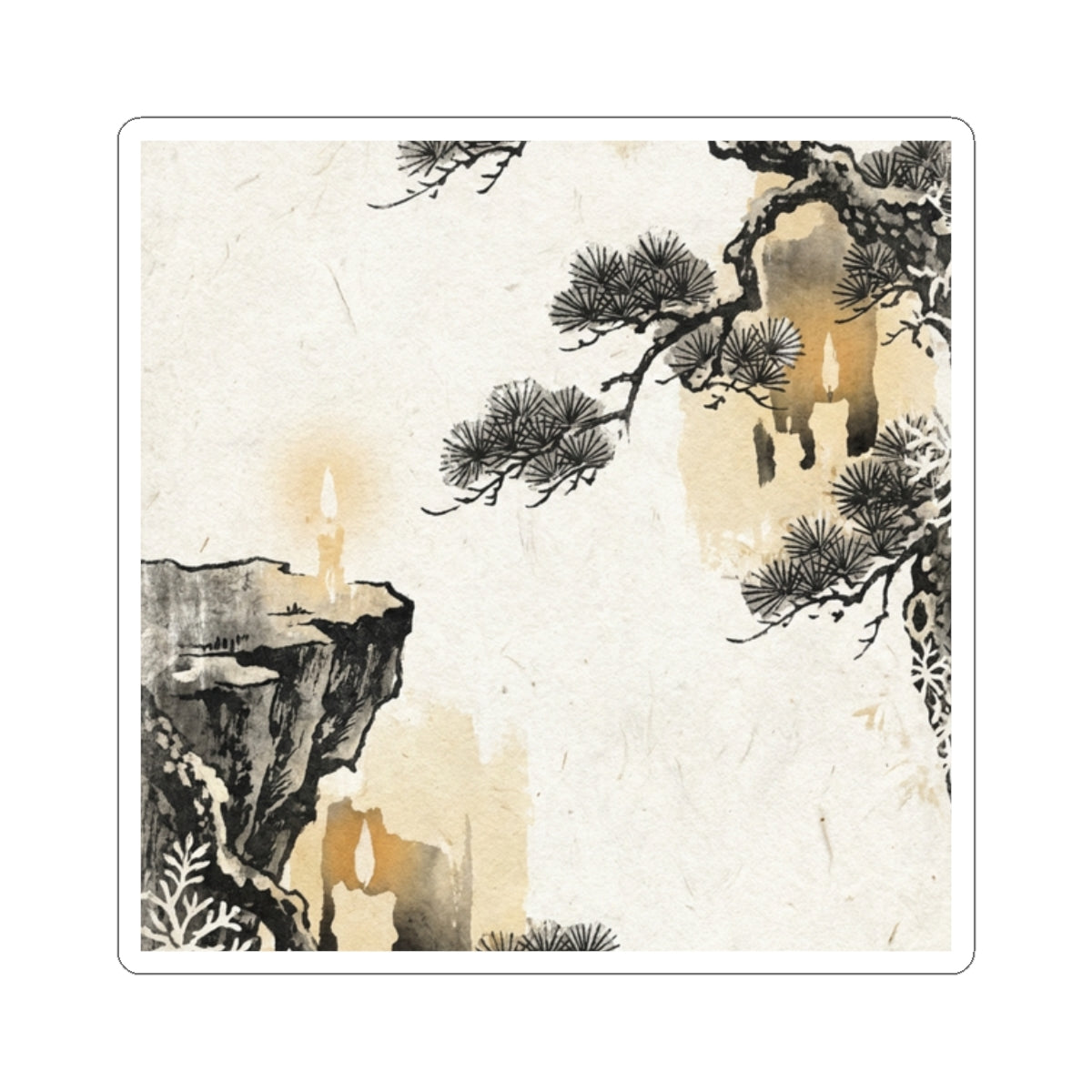 Candlelight Pine Tree Sticker - Japandi Ma