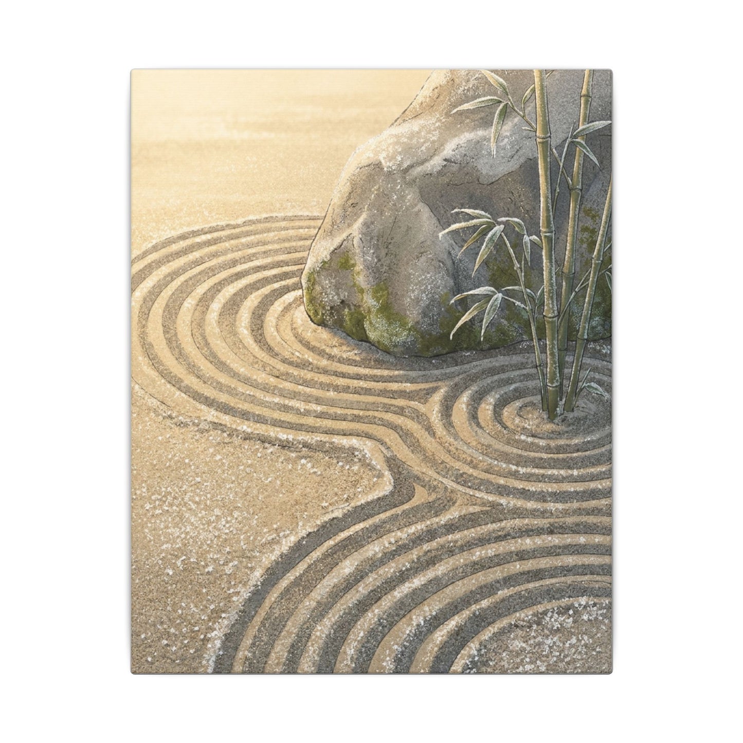 Rock Garden Winter Canvas Art | Zen Peaceful Design