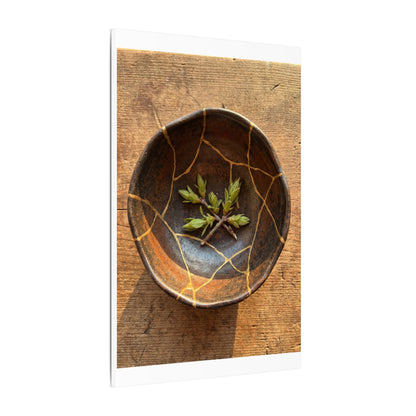 Ceramic Bowl Gold Repair Canvas Art | Resilient Kintsugi Art