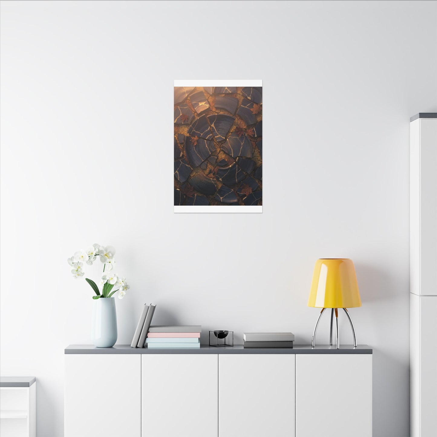 Autumn Cracked Earth Gold Repair Canvas Art | Philosophical Decor