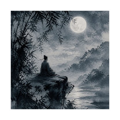 Serene Ink Brushstroke Wall Art Print - Sumi E Zen