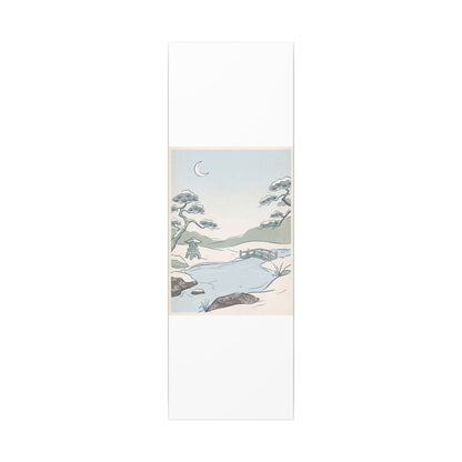 Japandi Moonlit Garden in Moonlight | Minimal Line Canvas Art