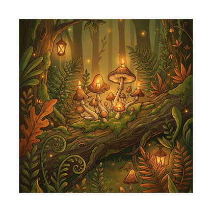 Summer Wild Mushrooms Forest Whimsy Wall Art Print | Nostalgic Decor