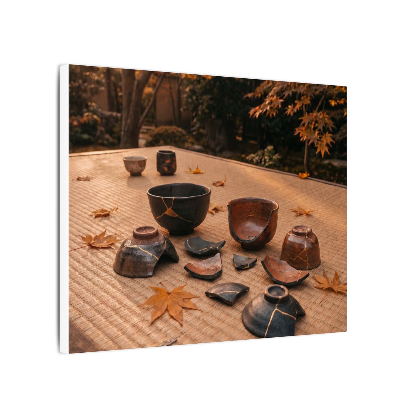 Golden Hour Tea Ceremony Canvas Art - Kintsugi Shibui